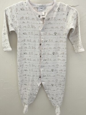 Babycottons White Pima Cotton Girl Footed Pajama US 6 Months