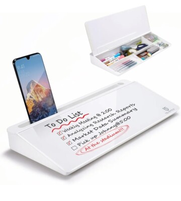 Small Glass Desktop Whiteboard Dry-Erase-Board - Computer Keyboard Stand White B