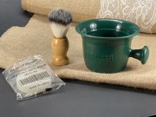 PRORASO Green Professional Shaving Mug Bowl Barber Shaving Brush Soap Set 3PCS