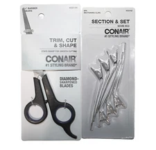 Conair Barber Shears & Sectioning Clips Hair Cutting Tools Set (Blue Scissors)