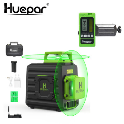 Huepar Grünes 2x360° kreuzlinienlaser selbstnivellierend Hartbox+Laserdetektor