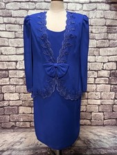 After Dark Vintage Blue Dress W Attached Jacket Size 14W