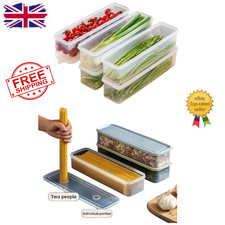 4Pcs Long Rectangular Food Storage Containers Plastic Fridge Organizer Boxes UK