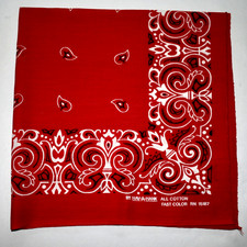 Vintage 1960s HAV-A-HANK Red Bandana All Cotton Fast Color RN 15187 Handkerchief