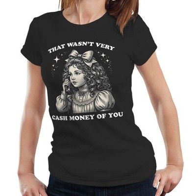 Lustiges Meme Shirt Bargeld Geld Vintage Mädchen Grafik halb tailliert Damen T-Shirt