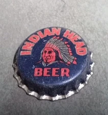 1945 INDIAN HEAD BEER, CORK-LINED CROWN by MONARCH BREWING CO, CHICAGO, UNUSED.