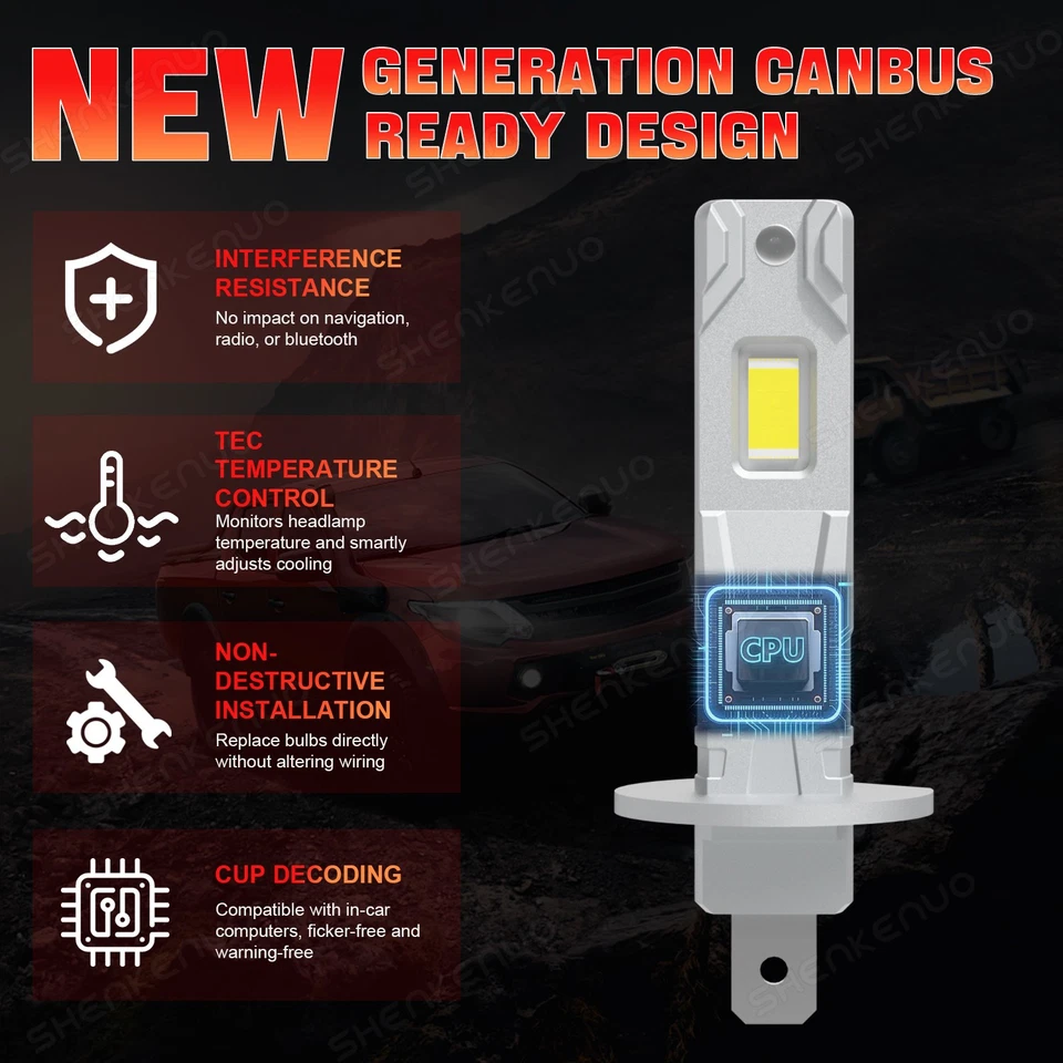 For Fiat Ducato 2009-2014 H1+H7+H11 LED Headlight + Fog Light Bulbs Combo 6500K - Image 4 of 4