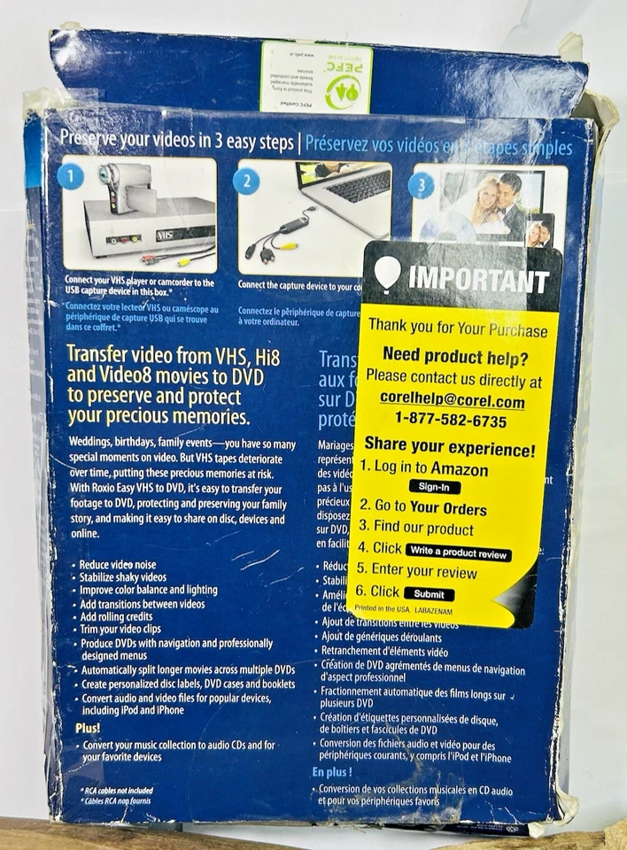 Roxio Easy VHS to DVD 3 Plus Converter Transfer Old Home Videos NEW Open Box - Image 3 of 4