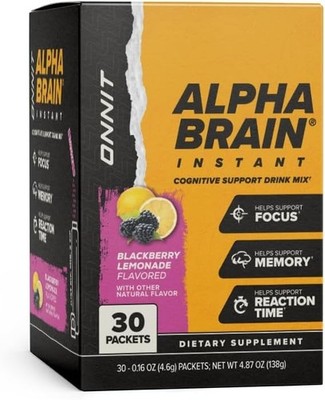 Onnit Alpha BRAIN Instant Blackberry Lemonade /  30 Count - Free NEW