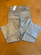Mango Metallic Silver Wide Leg Trousers