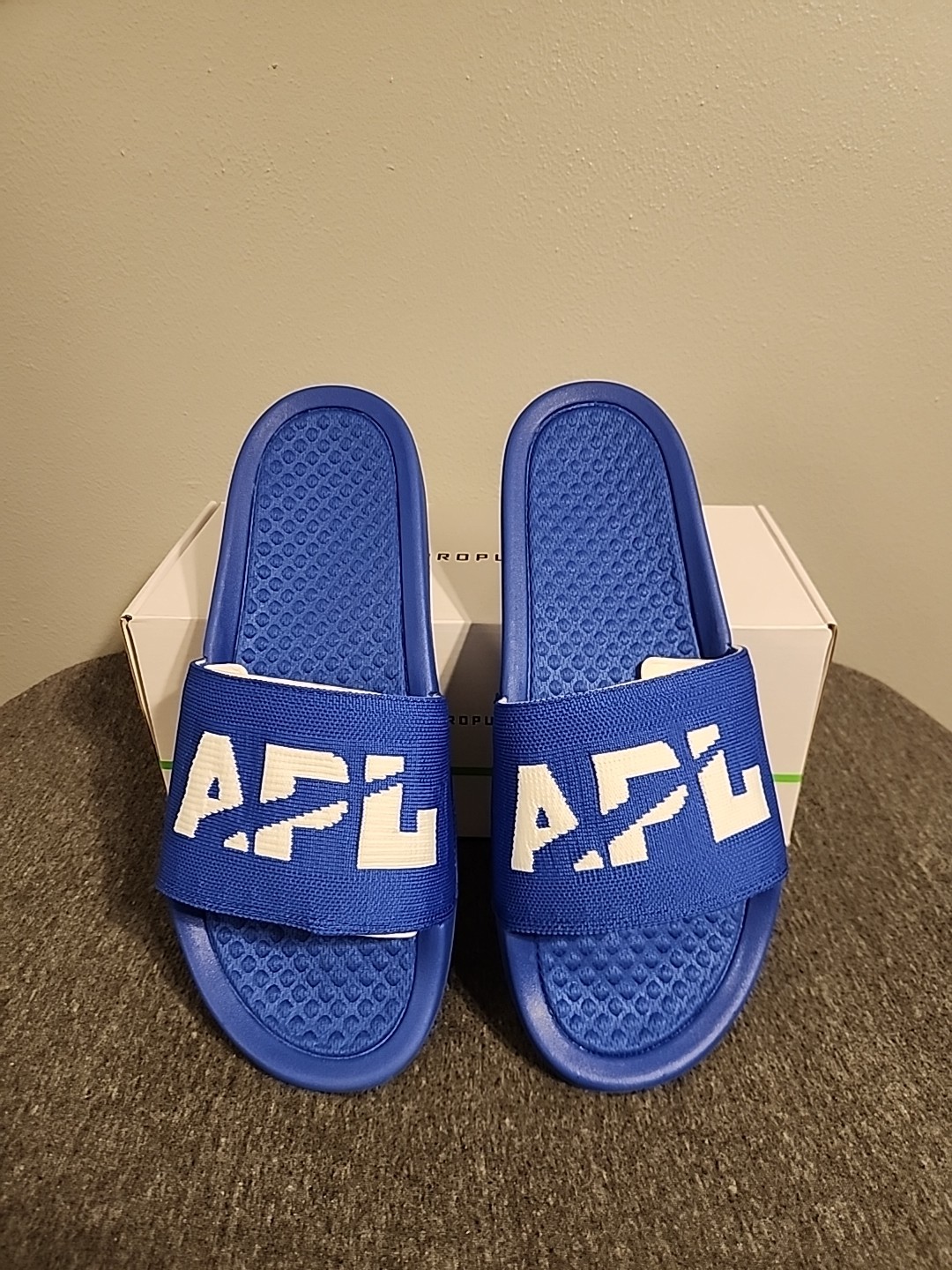 $130 Athletic Propulsion Labs APL blu cobalto bianco TechLoom slides uomo 9 nuovo