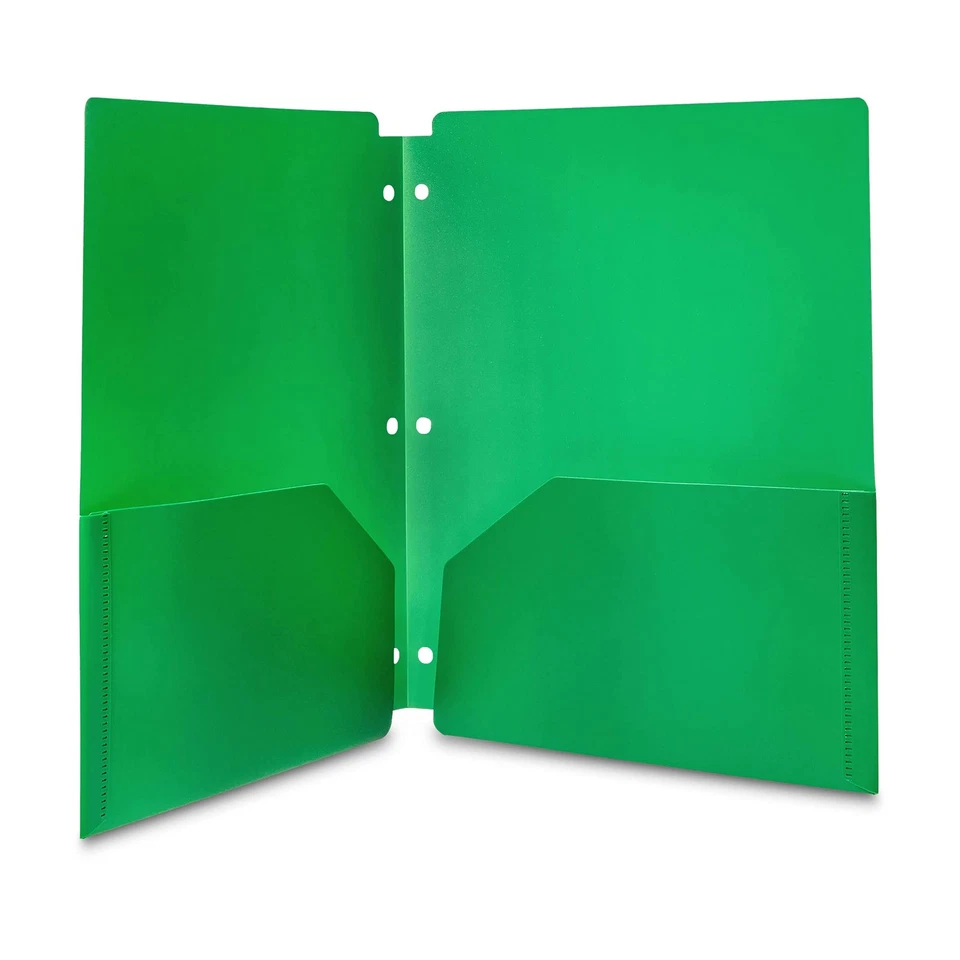 Amazon Basics Plastic 3-Hole Punch File Folders with 2 6-Pack, Assorted Color - Image 3 of 4