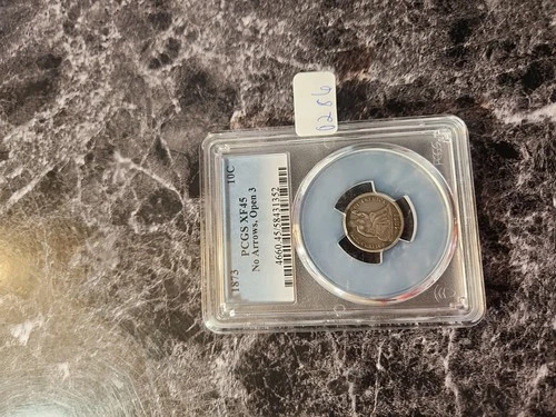 1873 SEATED LIBERTY 10C PCGS XF45 NO ARROWS OPEN 3 #0286