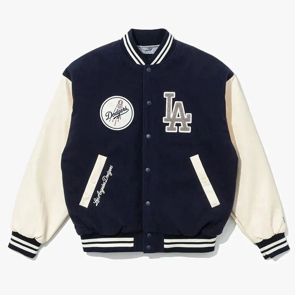 Men's LA Dodgers Blue Wool & White Sleeves Jacket Baseball Varsity Jacket - product detail image 1