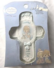 Precious Moments 2003 Thomas Boy Jesus Loves Me Personalized Cross Wall Hanging