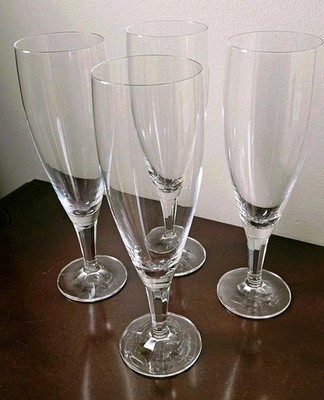 4 Tall Clear Footed Beer Champagne Glasses Oneida Schott Zweisel 10''