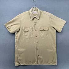 Dickies Work Shirt Mens Large Beige Twill Short Sleeve Chest Pocket Uniform