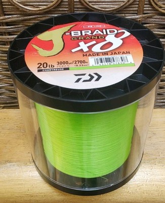Daiwa Bulk J-Braid x8 Grand 20lb chartreuse Braided Line  - 3000 yds 