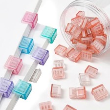 Clip-on Bookmarks   30 Pack Transparent Color Push Paper Clips with Storage Box,