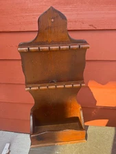 Vintage Wood Spoon Collector's Wall Rack w/Pocket, 9x20"