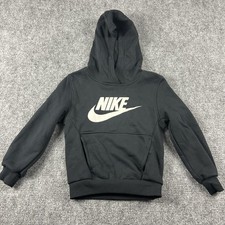 Nike NSW Club Fleece Hoodie Youth XS Black Pullover Logo Kids Sweatshirt NWT