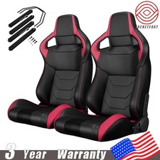 Pair Reclinable Racing Seats For Lexus Carbon Look W Dual-slider Bucket Seats