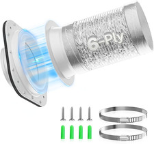 Magnetic Dryer Vent Coupling Connector Kit DV180 with 6-Ply 4" 3Ft Aluminum Foil