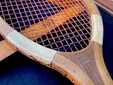 ANTIQUE VINTAGE SPALDING WOOD TENNIS RACKET HACKETT ALEXANDER US OPEN CHAMPS