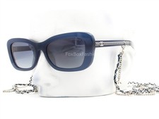 Chanel Sunglasses Milky Dark Blue Silver CC Logo Chain ch5553A 1816/1G with Case
