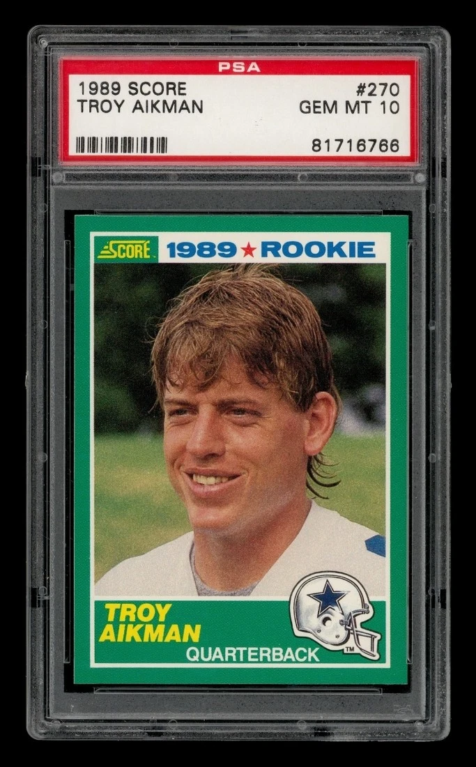 Troy Aikman Football Grade 10 Rookie Sports Trading Cards