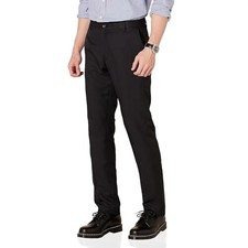 AMAZON MEN'S SLIM-FIT FLAT-FRONT DRESS PANT MEN 42X32 BLACK MAE65006SP18