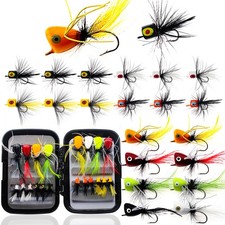 20pcs Fly Fishing Poppers Topwater Fishing Lures Assortment Kit Dry Wet Flies...