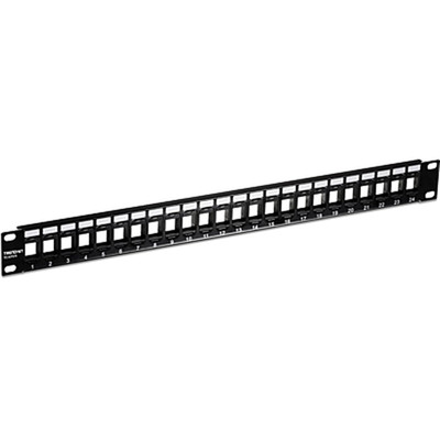 24-Port Blank Keystone 1U Patch Panel, 1U 19'' Metal Rackmount Housing, Recommend