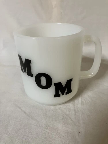 Vintage Glasbake Retro Mom Mothers Day Coffee Cup Mug White Milk Glass Free Ship