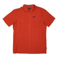 JACK WOLFSKIN Mens Red Black Check Shirt M Outdoor Casual Lightweight
