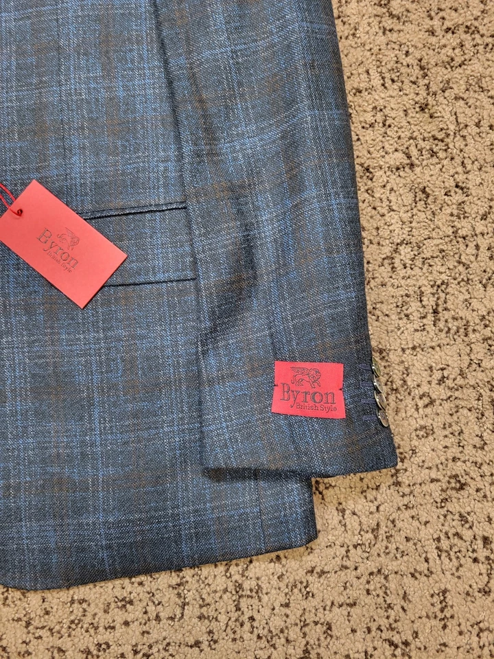 $898 Novo Casaco Esportivo Masculino DOVER 40 R Azul Marrom Xadrez Blazer BYRON Lã Viscose - Imagem 4 de 4