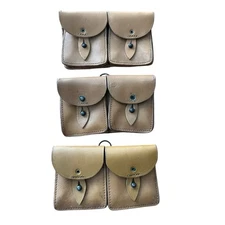 Set of 3 Vintage Leather Ammo Pouches Military Surplus WW2 Style Collectible