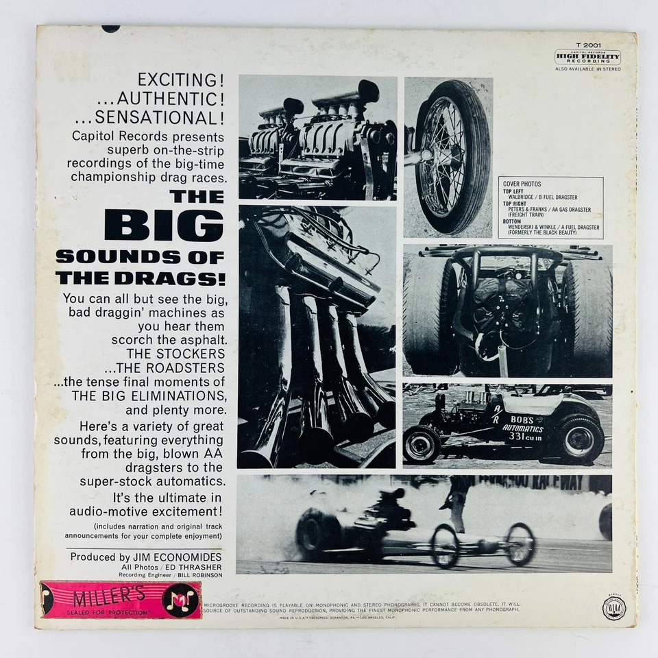 The Big Sounds Of The Drags! Vinyl LP Record Album MONO T-2001 Drag Racing - Image 2 of 2