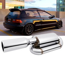 For Honda Civic Eg6 Ek4 Ef8 Chrome Twin Loop Exhaust Muffler 2.5 Inlet 4.0 Tip For Honda Civic Eg6 Ek4 Ef8 Chrome Twin Loop Exhaust Muffler 2.5 Inlet 4.0 Tip
