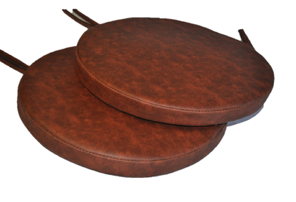 Tan Brown Mottled Faux Leather Round Dining Chair Cushion Seat Pads 12