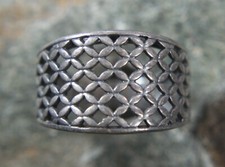 Vintage Circle Lattice Wide Dome Band Ring Size 6 925 Sterling Silver Open Work