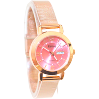 RöTting Design Damenuhr Quarz Rosa Ziffernblatt Tagesdatum + Wochentag Neu