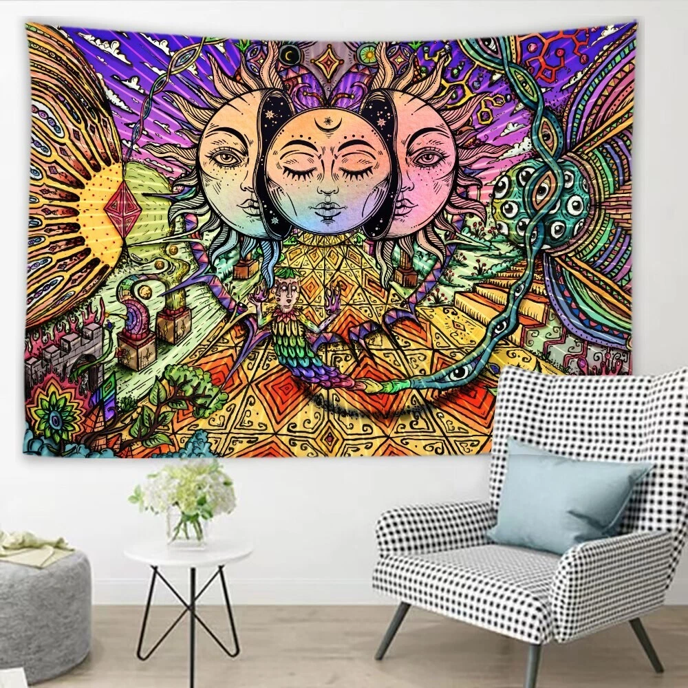 Mandala Tapestry for Bedroom Aesthetic Green Mandala Tapestry Wall Hanging  Tapestry Boho Wall Tapestry for Bedroom Tapestries Trippy Room Decor