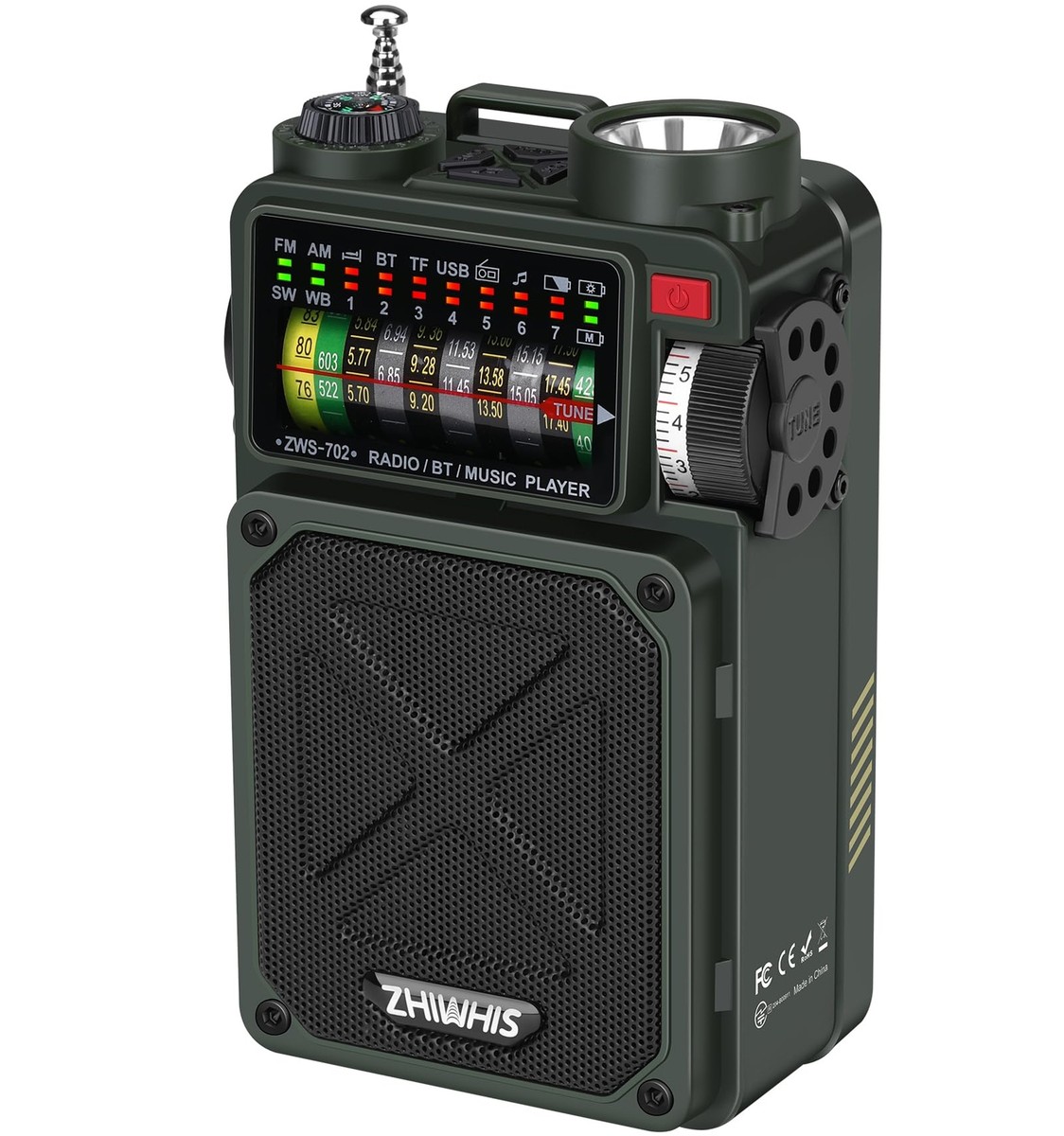 ZHIWHIS Bluetooth Speaker Disaster Prevention Radio FM/AM Outdoor