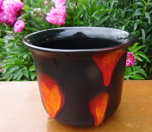 POOLE POTTERY CERAMIC BLACK MATTE GALAXY AND LAVA VASE 14 cms high