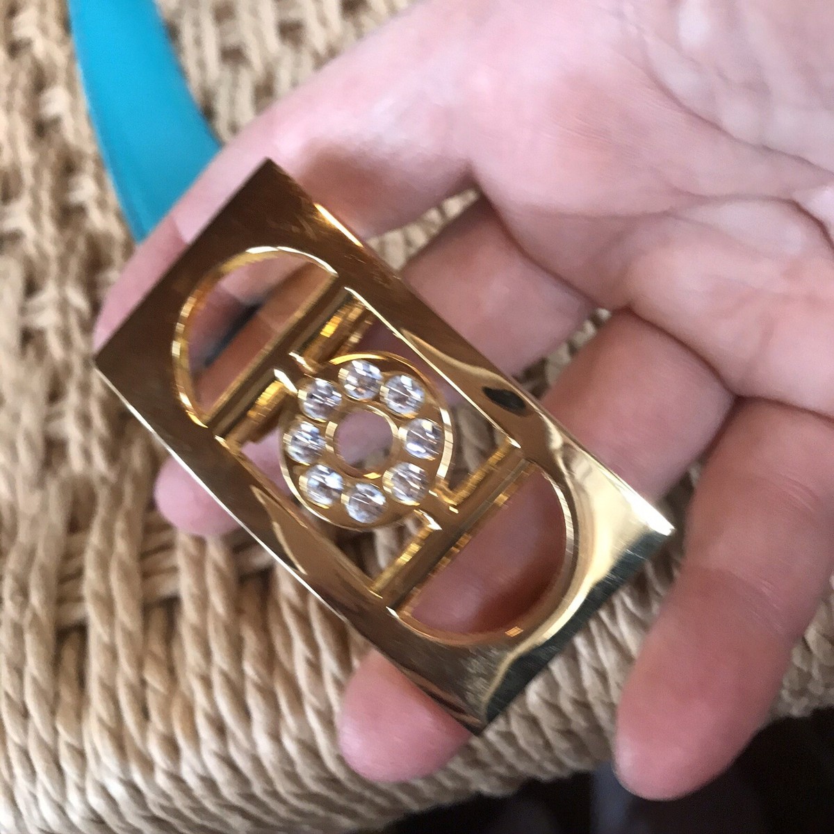 Doncaster Women’s brown leather belt with gold and rhinestone buckle size small 02e64f0aa4ebcedacbea08b3cd718e  main image 3
