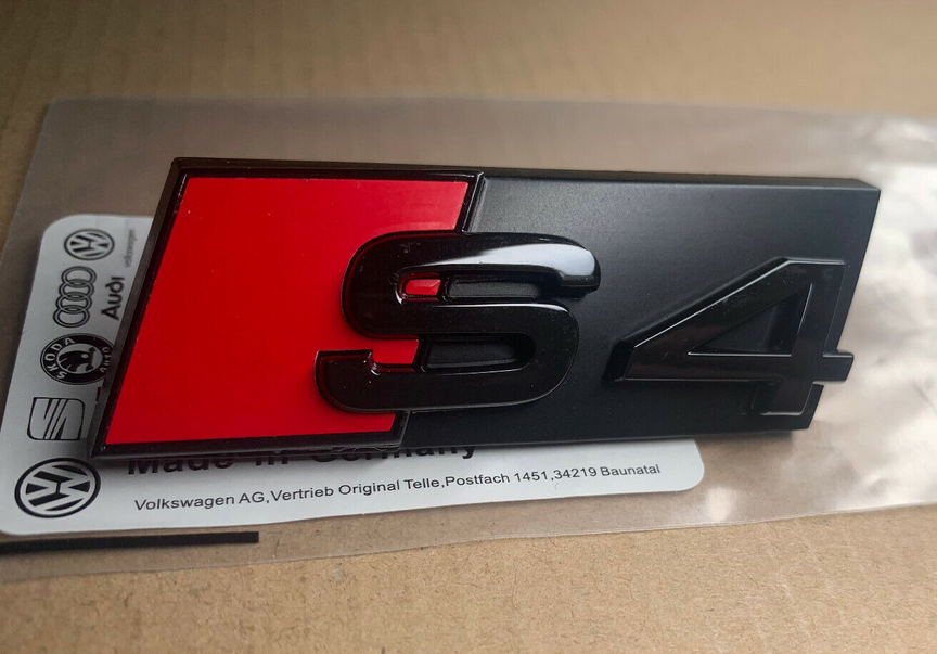 For Audi S4 Hood Grille Badge Front Emblem Decal Logo Gloss Black