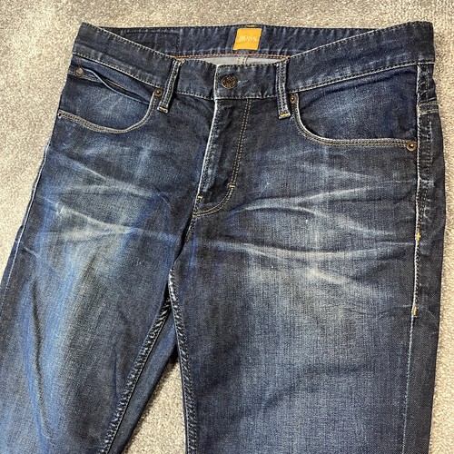 Hugo Boss Herren Jeans Slim Straight Dunkelblau Waschung Faded Stretch Orange 63 W32 L32 - Bild 4 von 15