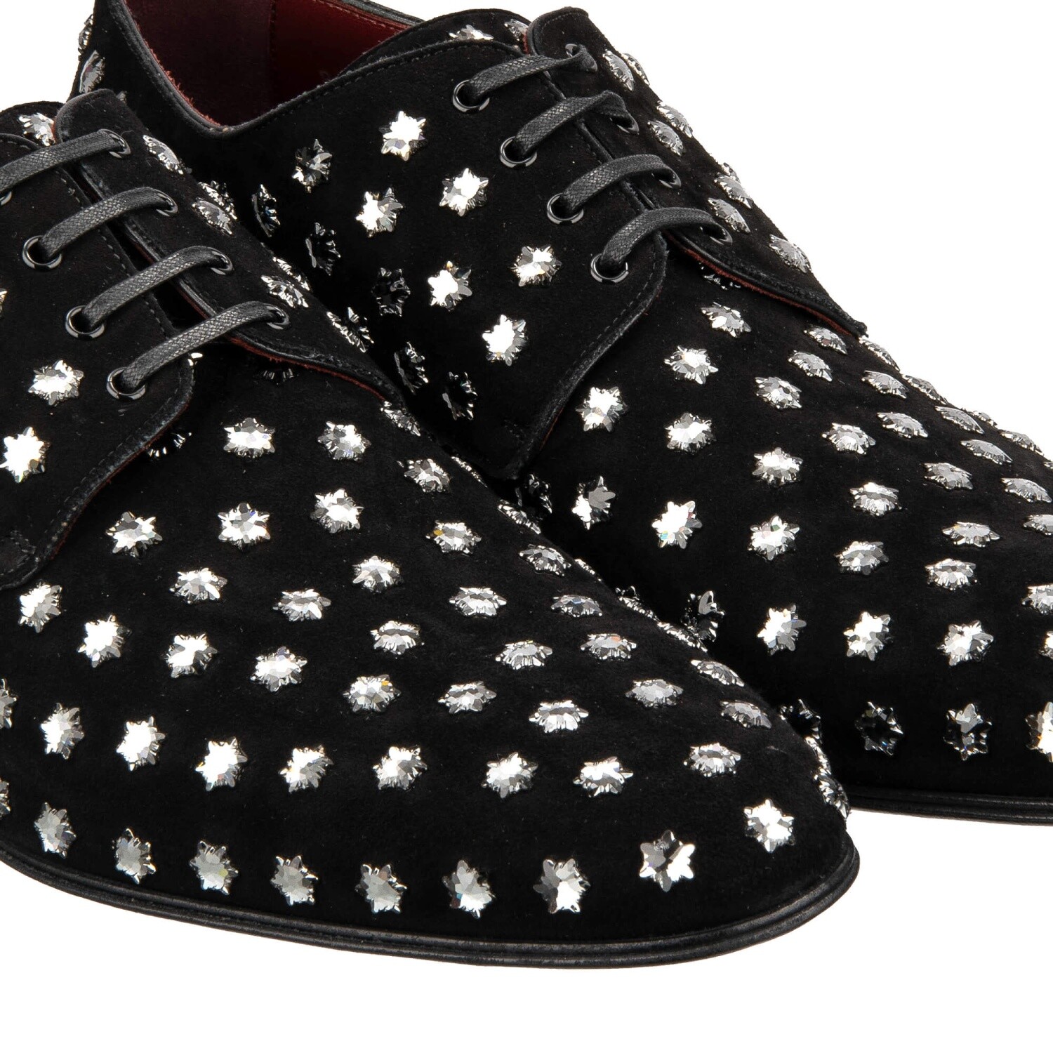 DOLCE & GABBANA DG Crystal Star Suede Leather Lace Derby Shoes POSITANO Black image 7