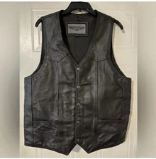Dream Apparel Men’s Black Genuine Leather Conceal Carry Lined Vest Size 44